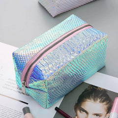 Fish Scale Pattern Laser PU Cosmetic Bag Makeup Storage Travel Bag