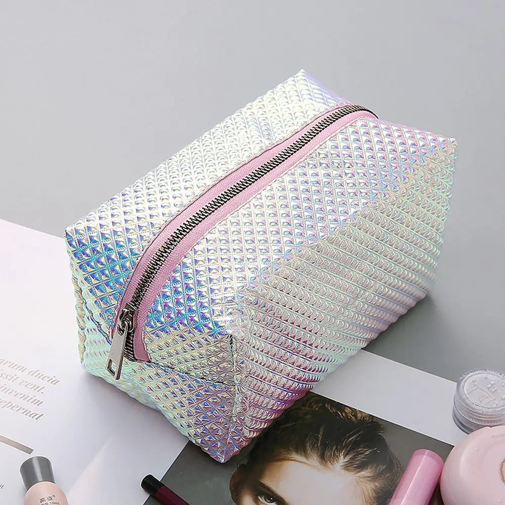 Fish Scale Pattern Laser PU Cosmetic Bag Makeup Storage Travel Bag