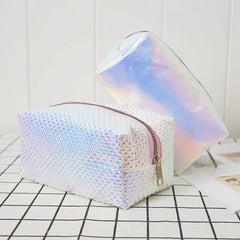 Fish Scale Pattern Laser PU Cosmetic Bag Makeup Storage Travel Bag