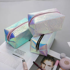 Fish Scale Pattern Laser PU Cosmetic Bag Makeup Storage Travel Bag