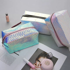 Fish Scale Pattern Laser PU Cosmetic Bag Makeup Storage Travel Bag