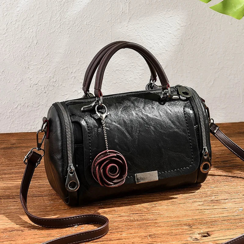 Flowers Pendant Handbag Women's Boston Bag Ladies Crossbody Bag
