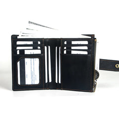 RFID Leather Men's Wallet Vintage Short Zipper Purse