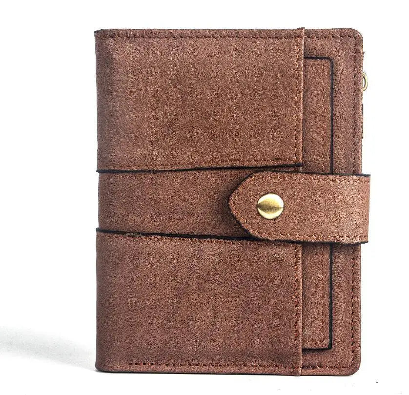 RFID Leather Men's Wallet Vintage Short Zipper Purse