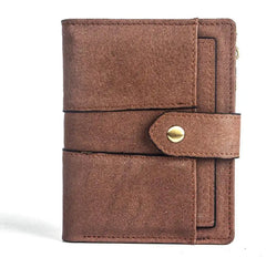 RFID Leather Men's Wallet Vintage Short Zipper Purse