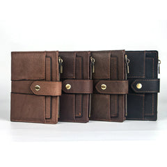 RFID Leather Men's Wallet Vintage Short Zipper Purse