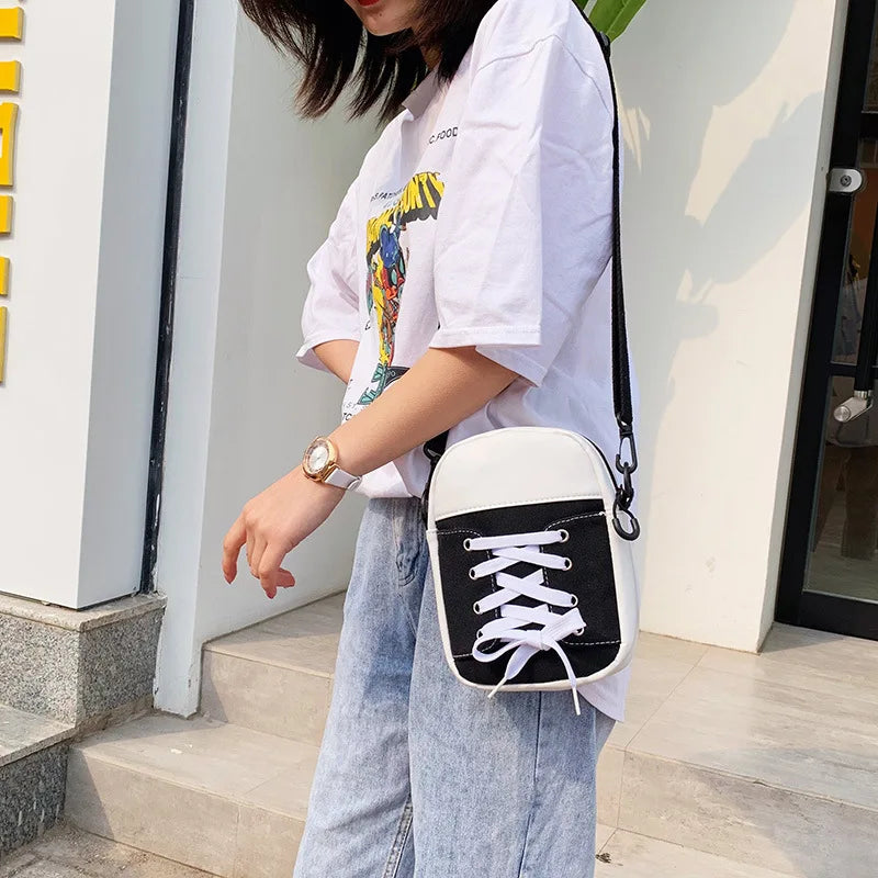 Girl Creative Stitching Canvas Messenger Bag
