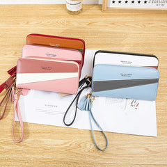 Women's Long Bump Stitching Zipper Tassel Handbag Purse
