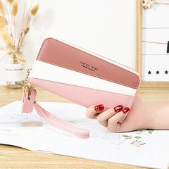 Women's Long Bump Stitching Zipper Tassel Handbag Purse