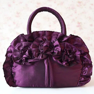 Retro Wave Silk Flower Handle Bag
