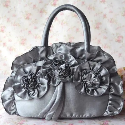 Retro Wave Silk Flower Handle Bag