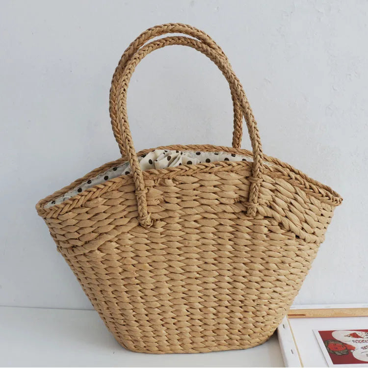 Straw Woven Bag Women's Handbag Beach Ins Bag Dumpling Type With Souvenir Basket