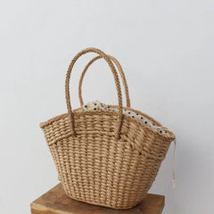 Straw Woven Bag Women's Handbag Beach Ins Bag Dumpling Type With Souvenir Basket