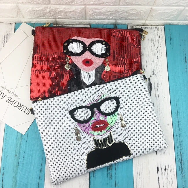 Sequins Envelope Clutch Shoulder Bag Crossbody Messenger Bag