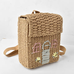 Straw Woven Double-Shoulder Bag & Backpack Combo