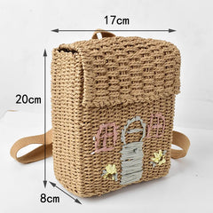 Straw Woven Double-Shoulder Bag & Backpack Combo