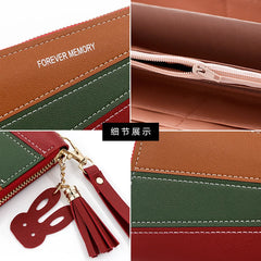 Women's Leather Purse with Contrast Zipper
