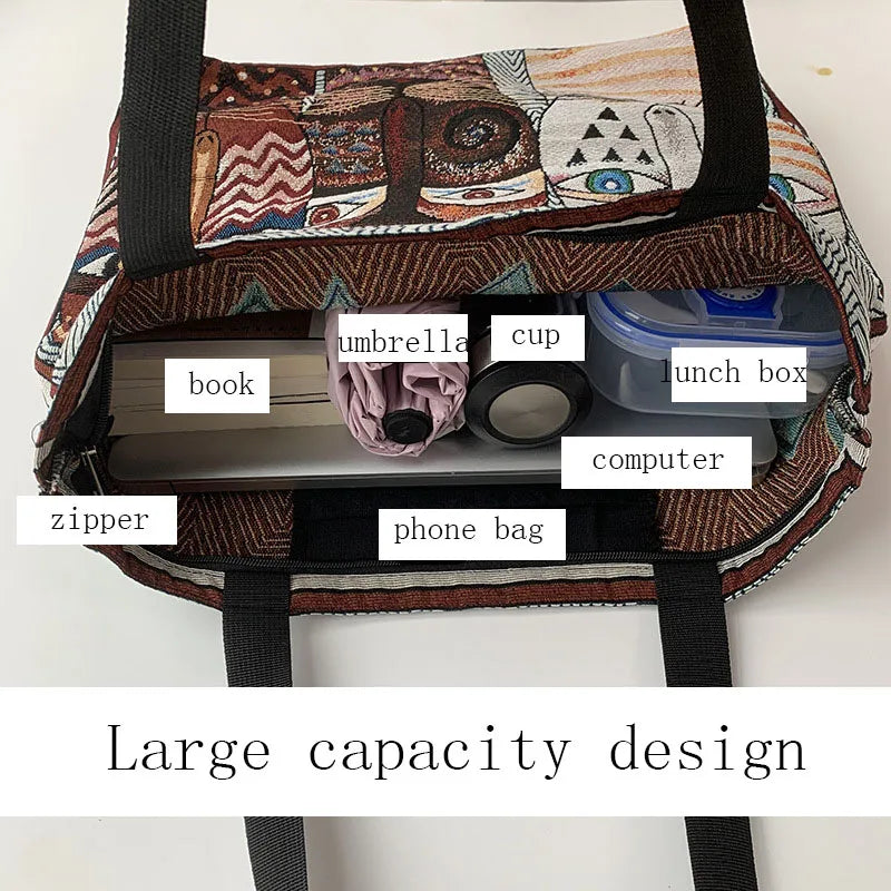 Women's Canvas Shoulder Bag Double-sided Printing Large Capacity Mother Bag