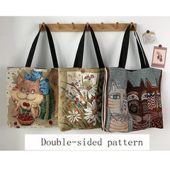 Women's Canvas Shoulder Bag Double-sided Printing Large Capacity Mother Bag