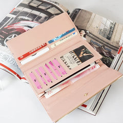 Women's Long Card Letter Buckle Handbag Three Fold Wallet