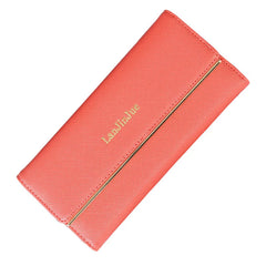 Women's Long Card Letter Buckle Handbag Three Fold Wallet
