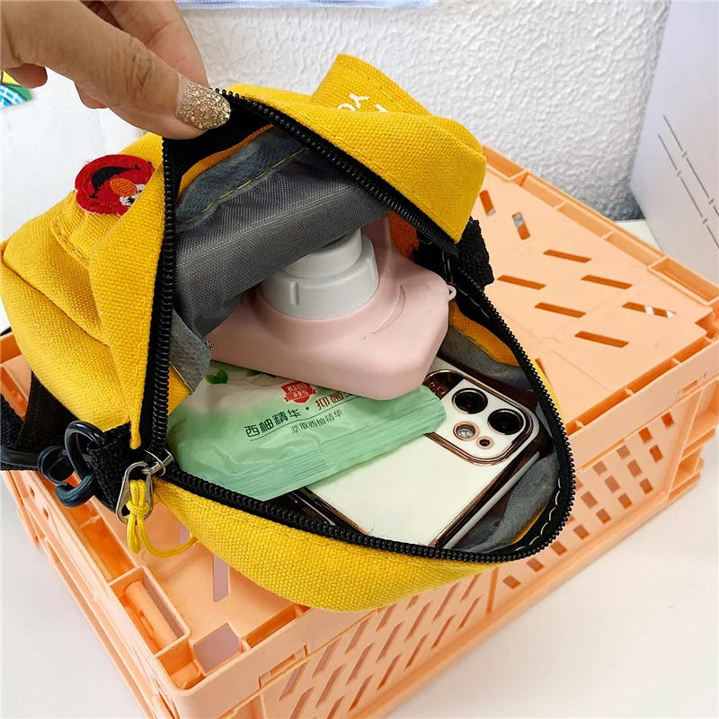 Yellow Messenger Bag Female Canvas Cartoon Crossbody Shoulder Waist Bag