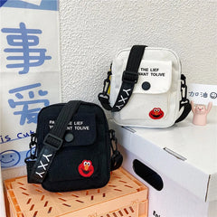 Yellow Messenger Bag Female Canvas Cartoon Crossbody Shoulder Waist Bag