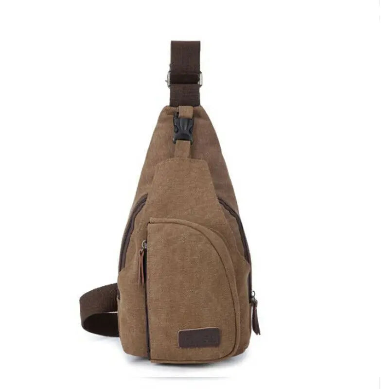 Men Sling Bag Chest Cross Body Canvas Messenger Pack Travel Hiking Waist Packs