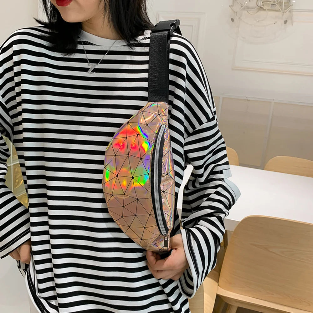 Women Reversible Sequins Glitter Fanny Pack Hip Purse Satchel