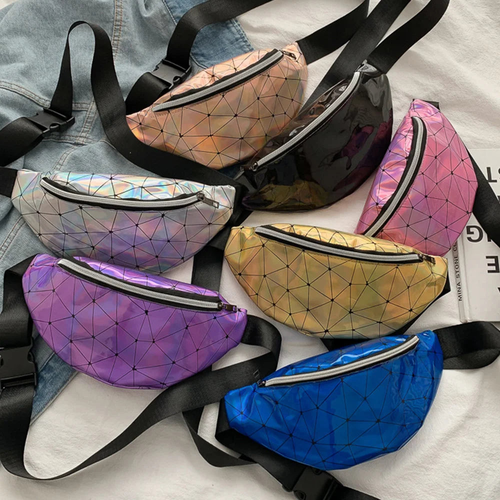 Women Reversible Sequins Glitter Fanny Pack Hip Purse Satchel