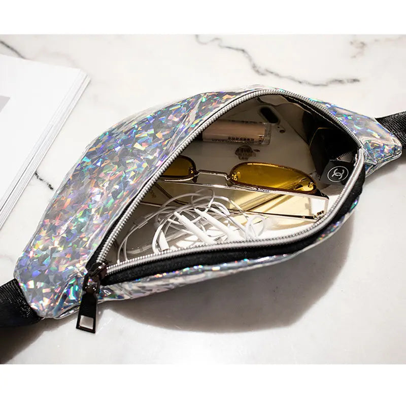 Women Reversible Sequins Glitter Fanny Pack Hip Purse Satchel