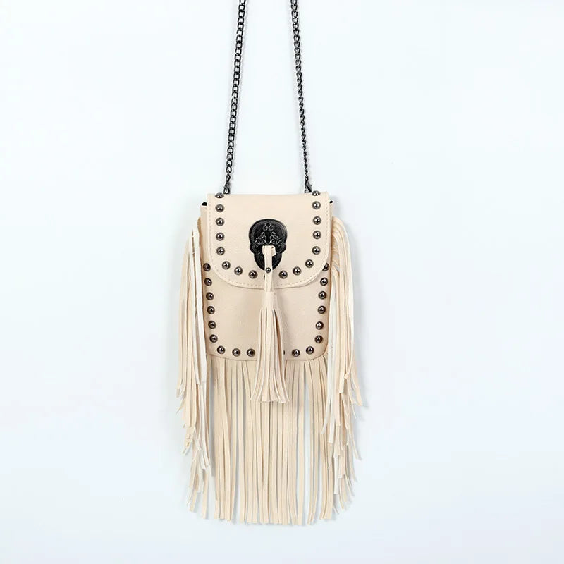 Newhotstacy Soft Rivet Tassel Bag Chain Small Bag