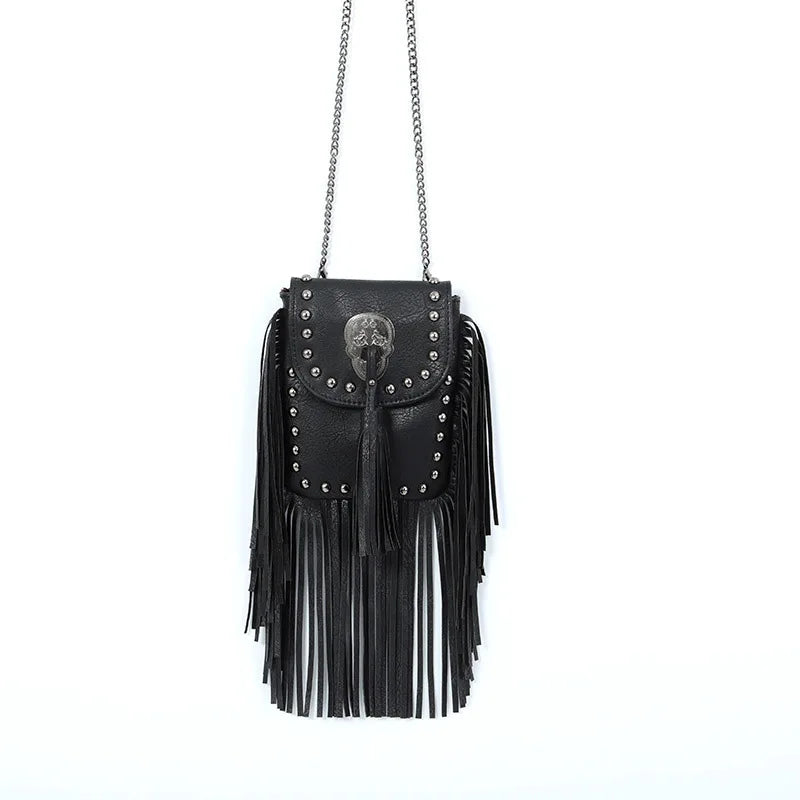 Newhotstacy Soft Rivet Tassel Bag Chain Small Bag