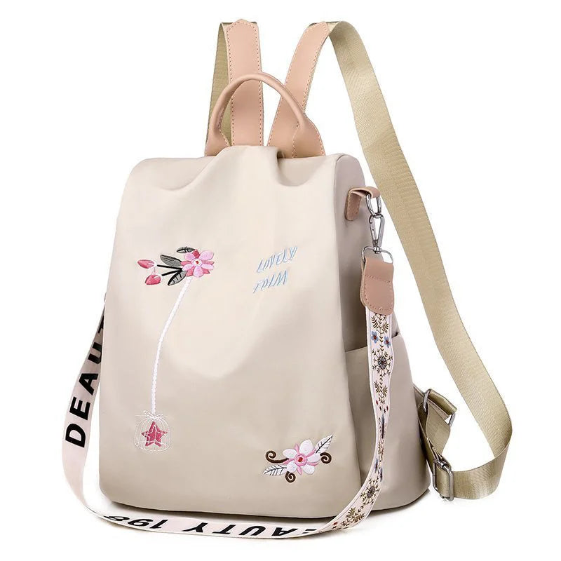 Anti Theft Oxford Backpacks for Women with Chinese Style Embroidery