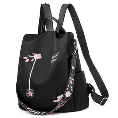 Anti Theft Oxford Backpacks for Women with Chinese Style Embroidery