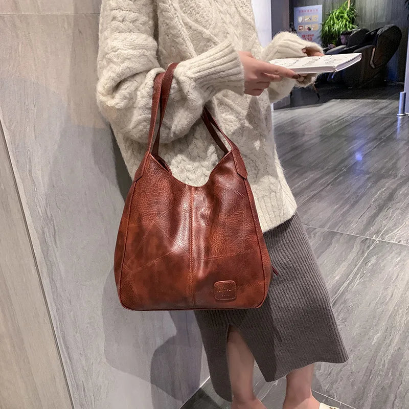 Newposs Vintage Shoulder Bag Female PU Leather Womens Designers Totes