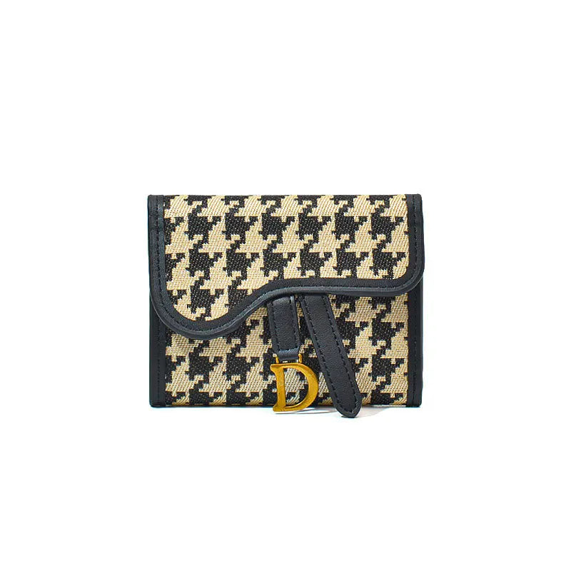 Retro Contrast Folding Clutch Bag Women's Purse Short Wallet