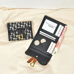 Retro Contrast Folding Clutch Bag Women's Purse Short Wallet