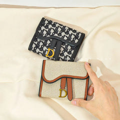 Retro Contrast Folding Clutch Bag Women's Purse Short Wallet