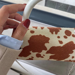 Cow Pattern Hairy Chain Diagonal Bag Girl Retro Flip Cover Shoulder Bag