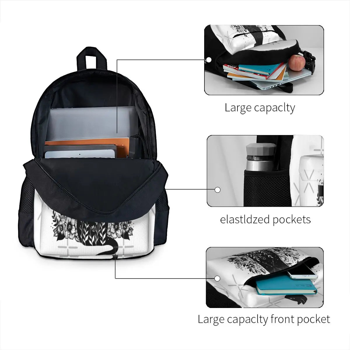 Night Garden Cat Backpacks Men's Backpacks Bags For Women