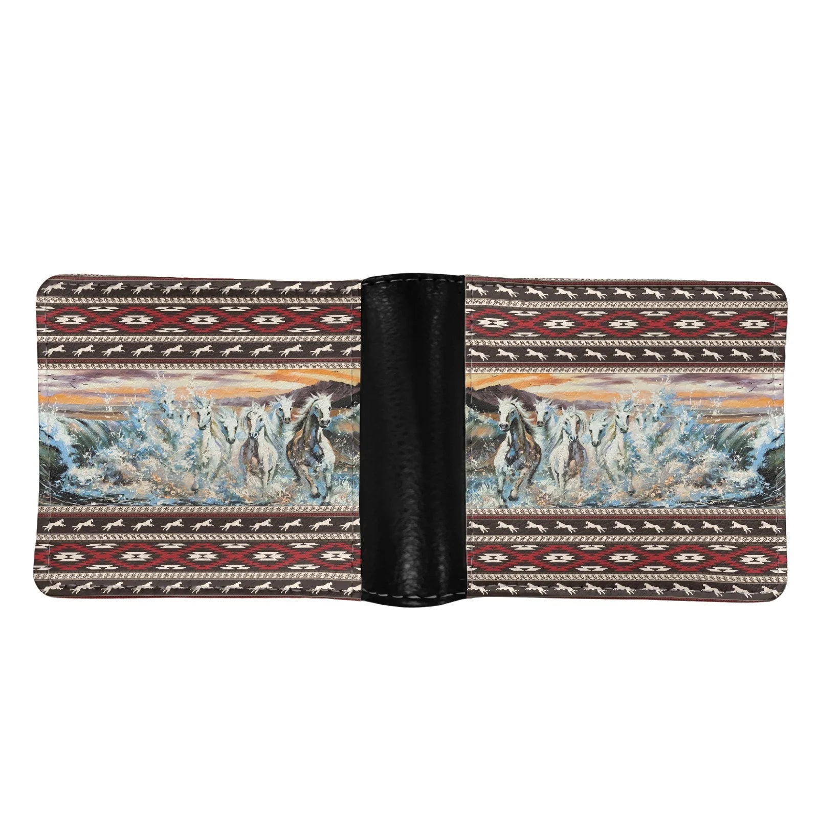 Men Wallets Horses Print Small Money Purses Thin Foldable Leather Purse