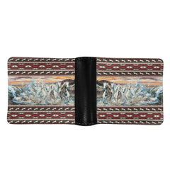 Men Wallets Horses Print Small Money Purses Thin Foldable Leather Purse
