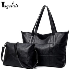 Plaid Leather Shoulder Bag Soft Womens Tote