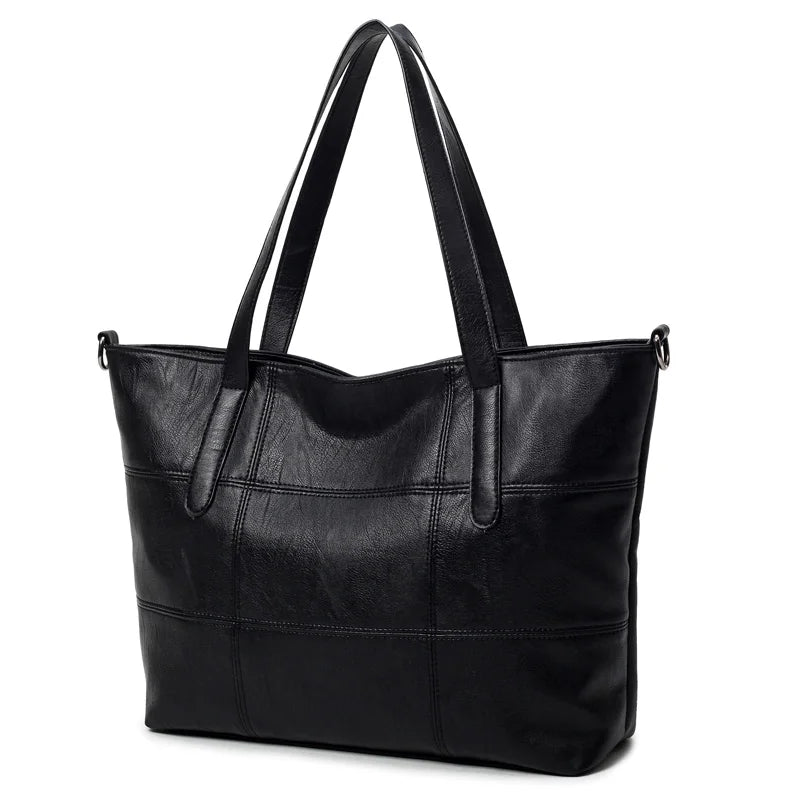 Plaid Leather Shoulder Bag Soft Womens Tote