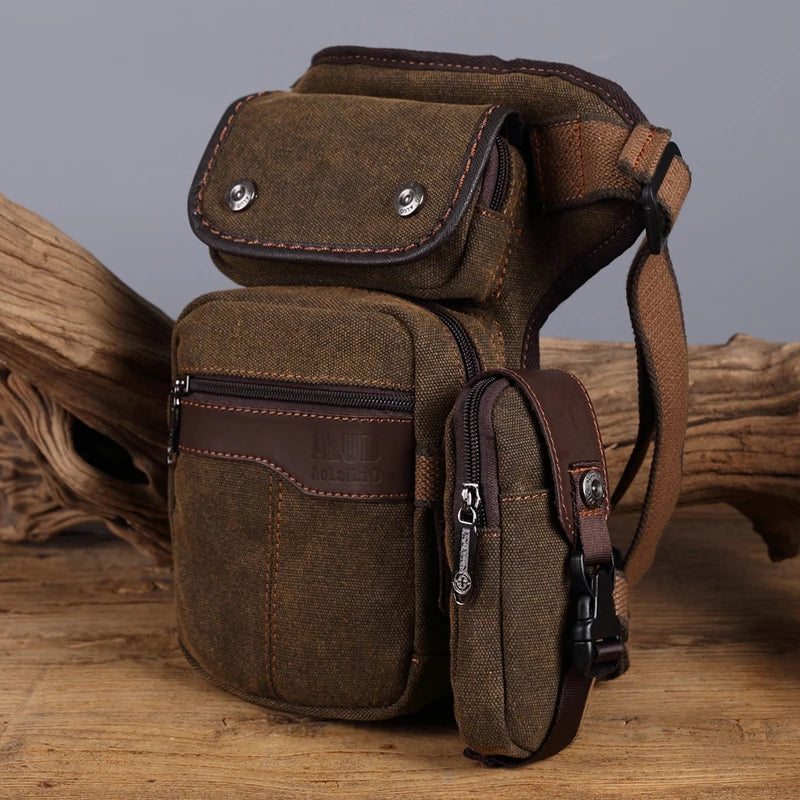 Nornbinus Men Waist Bag Canvas Drop Leg Bags Multifunction Thigh Pouch