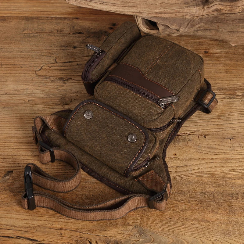 Nornbinus Men Waist Bag Canvas Drop Leg Bags Multifunction Thigh Pouch