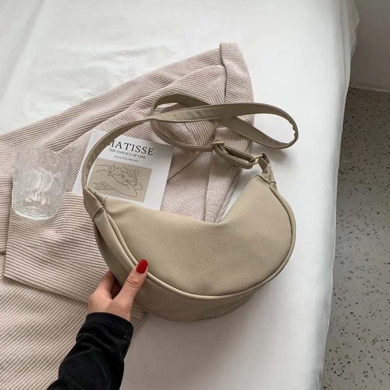 Nubuck PU Leather Shoulder Dumpling Bags For Women Large Capacity Totes Handbags