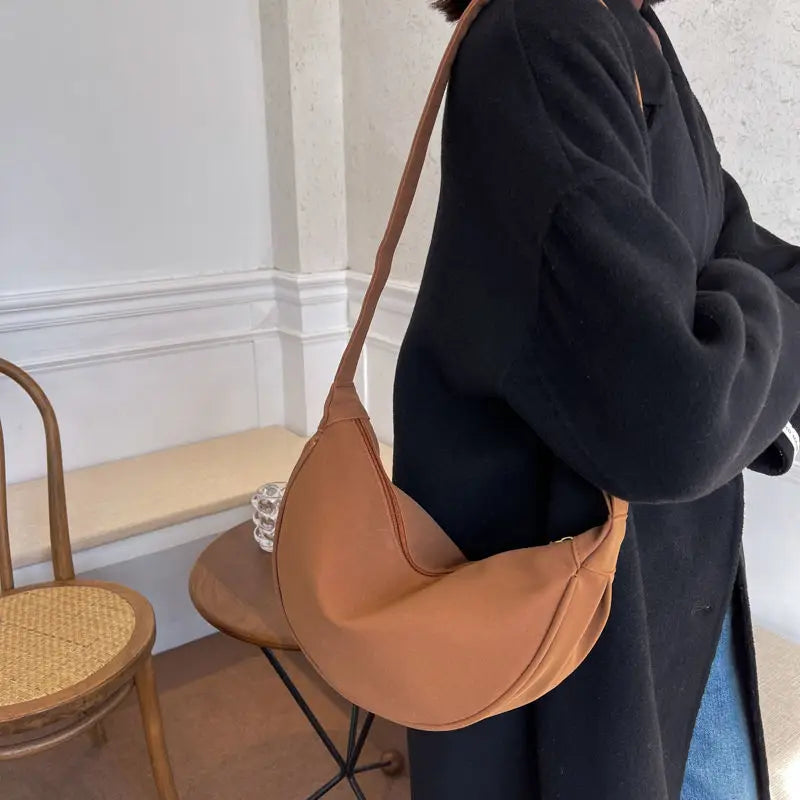 Nubuck PU Leather Shoulder Dumpling Bags For Women Large Capacity Totes Handbags