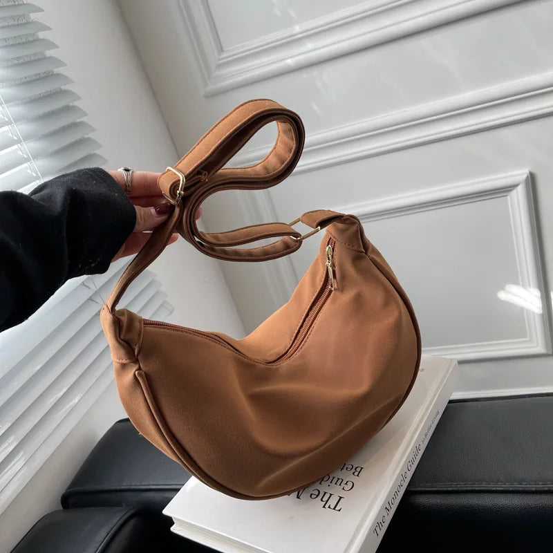 Nubuck PU Leather Shoulder Dumpling Bags For Women Large Capacity Totes Handbags